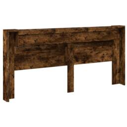 Berkfield Home Headboard Cabinet with LED Smoked Oak 220x16.5x103.5 cm in Brown - thumbnail 8