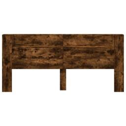 Berkfield Home Headboard Cabinet with LED Smoked Oak 220x16.5x103.5 cm in Brown - thumbnail 6
