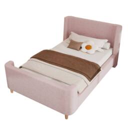 Matteo Pink Velvet Sleigh Single Bed Frame - Cosmic Pattern - thumbnail 6