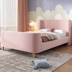Matteo Pink Velvet Sleigh Single Bed Frame - Cosmic Pattern - thumbnail 8