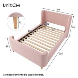 Matteo Pink Velvet Sleigh Single Bed Frame - Cosmic Pattern - thumbnail 2