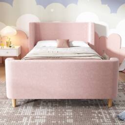 Matteo Pink Velvet Sleigh Single Bed Frame - Cosmic Pattern - thumbnail 7