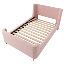 Matteo Pink Velvet Sleigh Single Bed Frame - Cosmic Pattern - thumbnail 9