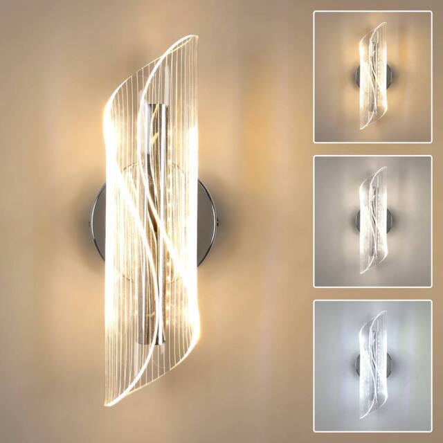 COMELY 12W Creative Spiral Design Silver Wall Lights, 3 Lighting Colours - image 1