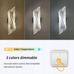COMELY 12W Creative Spiral Design Silver Wall Lights, 3 Lighting Colours - thumbnail 7