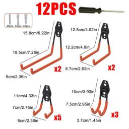 Kelvenix 12PCS Heavy Duty Steel Garage Storage Utility Wall Hanger in Orange - thumbnail 2