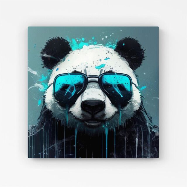 "Warren Reed - Designer Panda With Blue Glasses Splashart Canvas - Size: W16"" x H16""" - image 1
