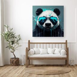 "Warren Reed - Designer Panda With Blue Glasses Splashart Canvas - Size: W16"" x H16""" - thumbnail 3
