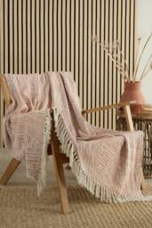 Appletree 'Myan' Geometric Mosaic Design Woven Throw in Terracotta - Size: 130 cm x 180 cm - thumbnail 1