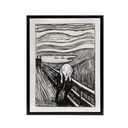 "Artery8 The Scream 1895 Black & White Munch Vintage Framed Canvas Wall Art - Size: W12"" x H16""" - thumbnail 1