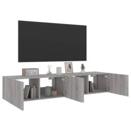 Berkfield Home TV Wall Cabinets with LED Lights 2 pcs Grey Sonoma 80x35x31 cm - Size: 80 x 35 x 31 cm - thumbnail 6