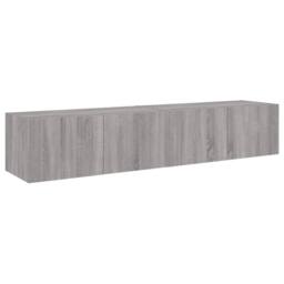 Berkfield Home TV Wall Cabinets with LED Lights 2 pcs Grey Sonoma 80x35x31 cm - Size: 80 x 35 x 31 cm - thumbnail 7