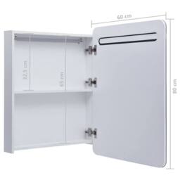 Berkfield Home LED Bathroom Mirror Cabinet 60x11x80 cm in White - Size: 60 x 11 x 80 cm - thumbnail 7