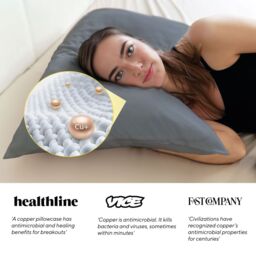 Brightr Sleep Copper-Infused Eucalyptus Silk Pillowcase in Grey - Size: Standard Pillow Case - thumbnail 5