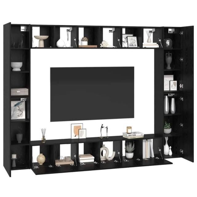 Berkfield Home TV Cabinet with Shelf 10 pcs Black oak Medium 30.5 x 30 x 90 cm - image 1