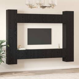 Berkfield Home TV Cabinet with Shelf 10 pcs Black oak Medium 30.5 x 30 x 90 cm - thumbnail 4