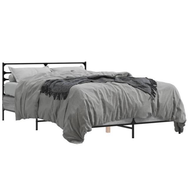 Berkfield Home Bed Frame without Mattress Grey Sonoma 120x200 cm - Size: Small Double - image 1