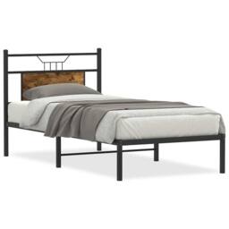 Berkfield Home Bed Frame without Mattress Smoked Oak 90x190 cm Single Engineered Wood in Brown - thumbnail 1