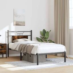 Berkfield Home Bed Frame without Mattress Smoked Oak 90x190 cm Single Engineered Wood in Brown - thumbnail 4