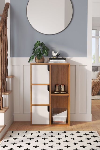 Living and Home 3 Tier Cube Bookcase Wooden Shelving Display Storage Unit Office Living Room Furniture in Natural - image 1