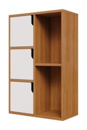 Living and Home 3 Tier Cube Bookcase Wooden Shelving Display Storage Unit Office Living Room Furniture in Natural - thumbnail 2