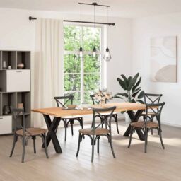 Berkfield Home Dining Table Legs X-Shaped 2 pcs Black 70x(72-73) cm Steel - thumbnail 2