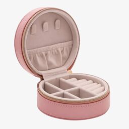 T.H.Baker Women's Sophia Pink Zipped Round Leather Jewellery Box SP3336