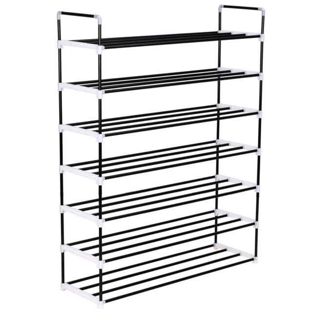 Berkfield Home Shoe Rack with 7 Shelves Metal & Plastic Black - image 1