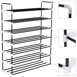 Berkfield Home Shoe Rack with 7 Shelves Metal & Plastic Black - thumbnail 3