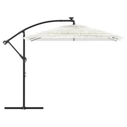 Berkfield Home Garden Parasol with Steel Pole White 246x246x230 cm - Size: 246 x 246 x 230 cm - thumbnail 4