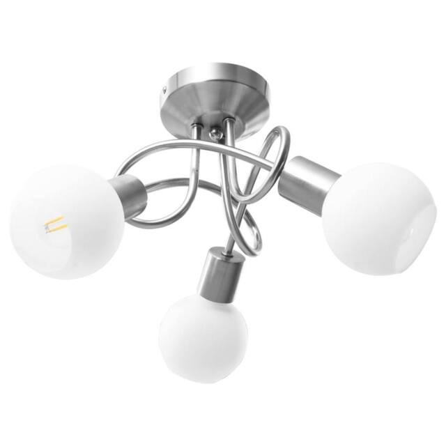 Berkfield Home Ceiling Lamp with Ceramic Shades for 3 E14 Bulbs White Bowl - image 1