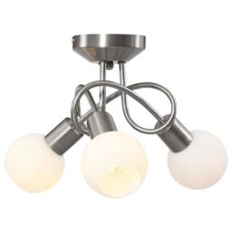 Berkfield Home Ceiling Lamp with Ceramic Shades for 3 E14 Bulbs White Bowl - thumbnail 3