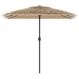 Berkfield Home Garden Parasol with LEDs & Steel Pole Brown 248x248x248 cm - Size: 248 x 248 x 248 cm - thumbnail 6