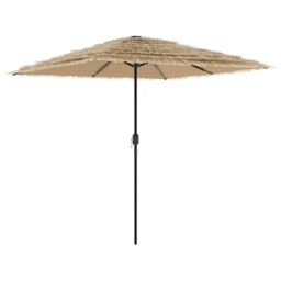 Berkfield Home Garden Parasol with LEDs & Steel Pole Brown 248x248x248 cm - Size: 248 x 248 x 248 cm - thumbnail 2