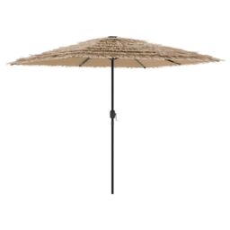 Berkfield Home Garden Parasol with LEDs & Steel Pole Brown 248x248x248 cm - Size: 248 x 248 x 248 cm - thumbnail 5