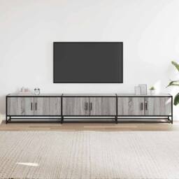 Berkfield Home TV Cabinet Grey Sonoma 240x35x41 cm Engineered Wood - Size: 240 x 35 x 41 cm - thumbnail 3