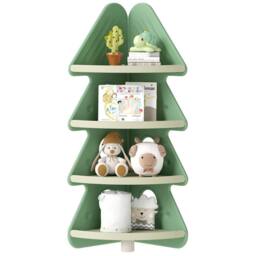 Costway 4-Tier Kids Corner Bookshelf Christmas Tree Bookcase Toy Storage Rack in Green - thumbnail 2