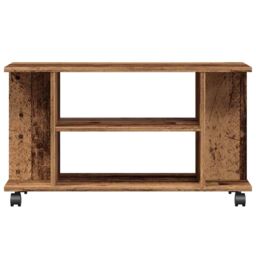 Berkfield Home TV Cabinet with Castors Old Wood 80x40x45 cm Engineered Wood in Brown - Size: 80 x 40 x 45 cm - thumbnail 4