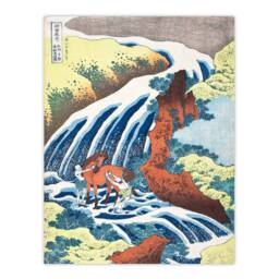 Artery8 Hokusai Framed Wall Art Waterfall Where Yoshitsune Washed His Horse in Blue - Size: A4 - thumbnail 3