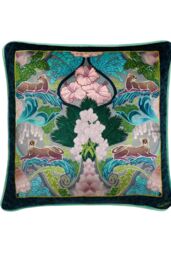 Laurence Llewelyn-Bowen 'Suburban Jungle' Soft Touch Velvet Filled Cushion in Teal - Size: 43 cm x 43 cm - thumbnail 3