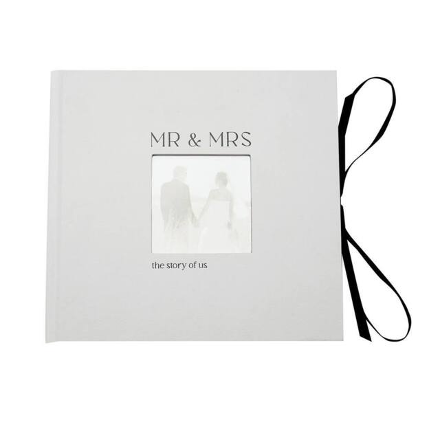 Amore by Juliana Wedding Gift Textured Photo Album Mr & Mrs in White - image 1