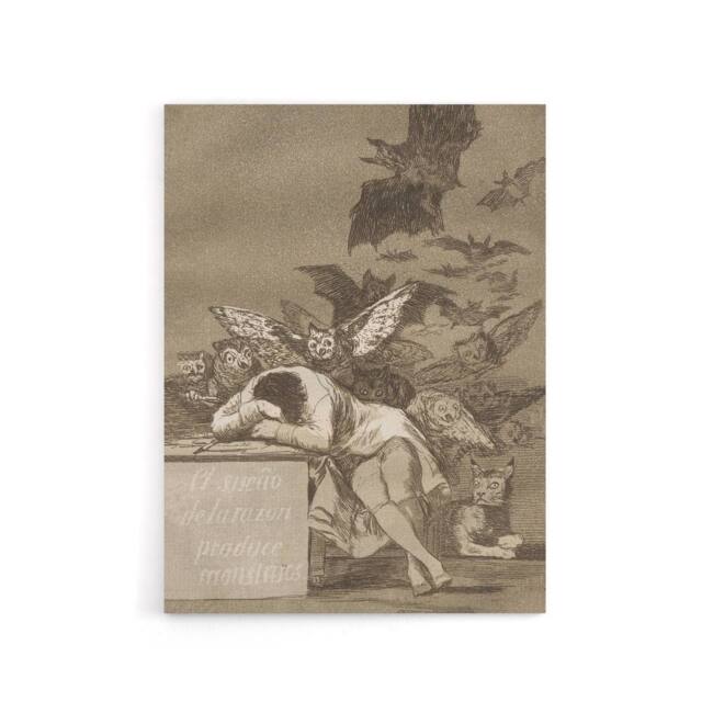 "Artery8 The Sleep of Reason Produces Monsters Goya Canvas Wall Art Print in Grey - Size: W12"" x H16""" - image 1