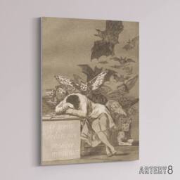 "Artery8 The Sleep of Reason Produces Monsters Goya Canvas Wall Art Print in Grey - Size: W12"" x H16""" - thumbnail 2