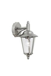 Netlighting Klien 1 Light Outdoor Wall Lantern Polished Stainless Steel Clear Polycarbonate IP44 E27 in Grey