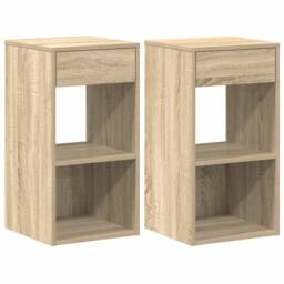 Berkfield Home Bedside Cabinets with Drawer 2 pcs Sonoma Oak 35x34x66.5 cm in Light Tan - thumbnail 1