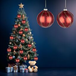 Shatchi Christmas Glass Baubles 12pcs Set - 8cm Red Ornaments with 2 Beautiful Festive Designs - thumbnail 4