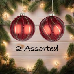 Shatchi Christmas Glass Baubles 12pcs Set - 8cm Red Ornaments with 2 Beautiful Festive Designs - thumbnail 3