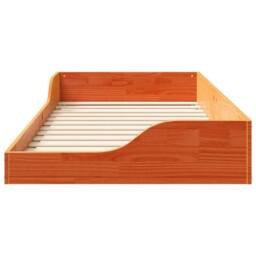 Berkfield Home Floor Bed Frame Wax brown 90 x 190 cm Solid pine wood in Tan - thumbnail 5