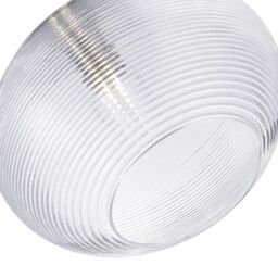 Happy Homewares Contemporary Clear Ribbed Spiral Glass Easy Fit Drum Shaped Pendant Light Shade - thumbnail 3