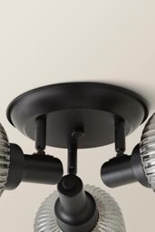 ValueLights Calpe 3 Way Glass Shade Adjustable Spotlight Ceiling Light with Bulbs in Black - thumbnail 5